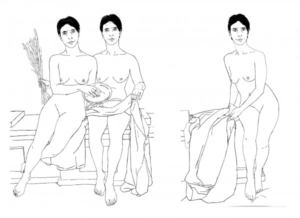 Desene liniare pentru imaginea centrală/Line drawings - central paintng